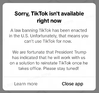 TikTok is not available in US