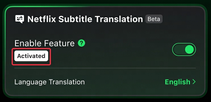 4-Feature Active, Netflix Subtitles Not Translated